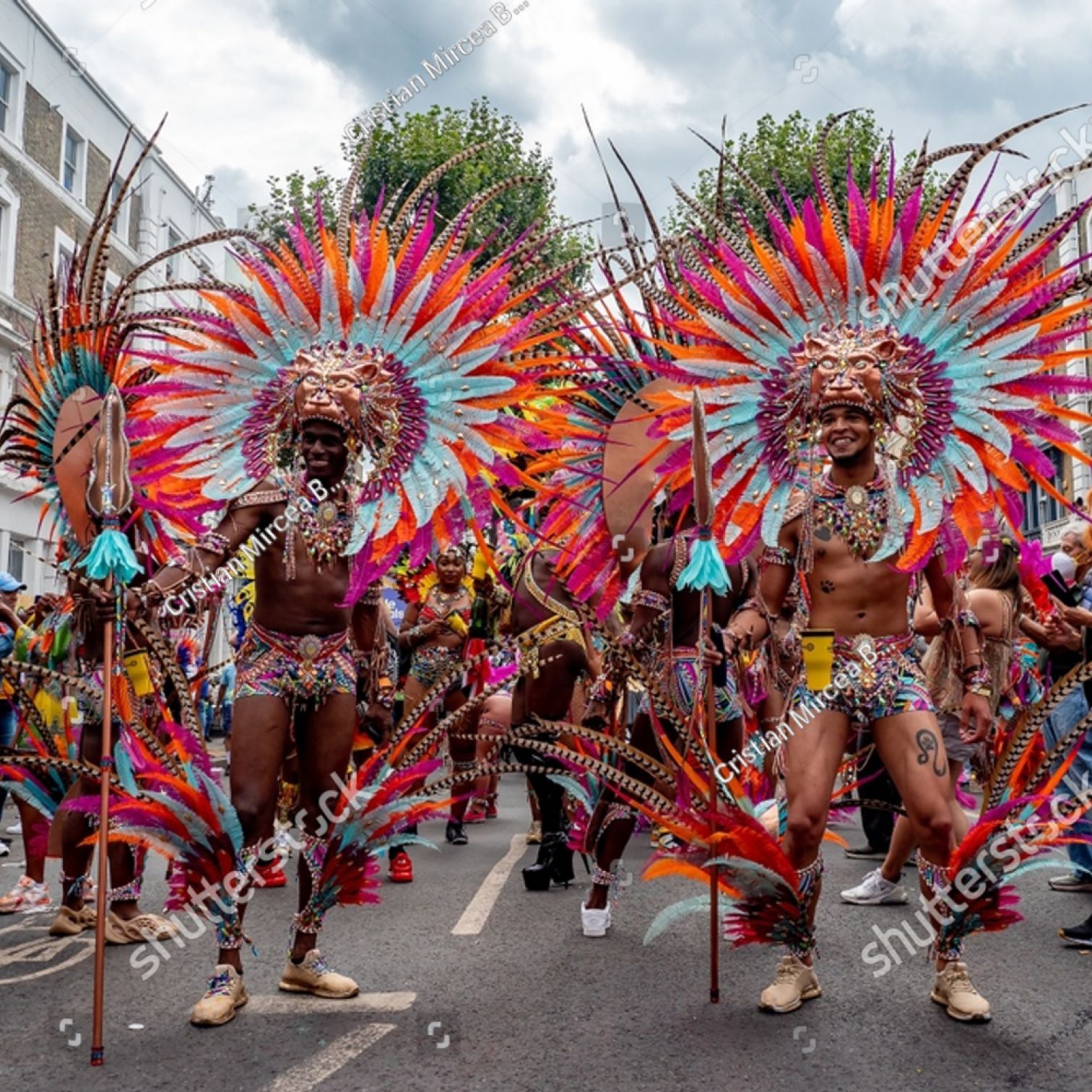 A Group Of People Wearing Colorful Clothing