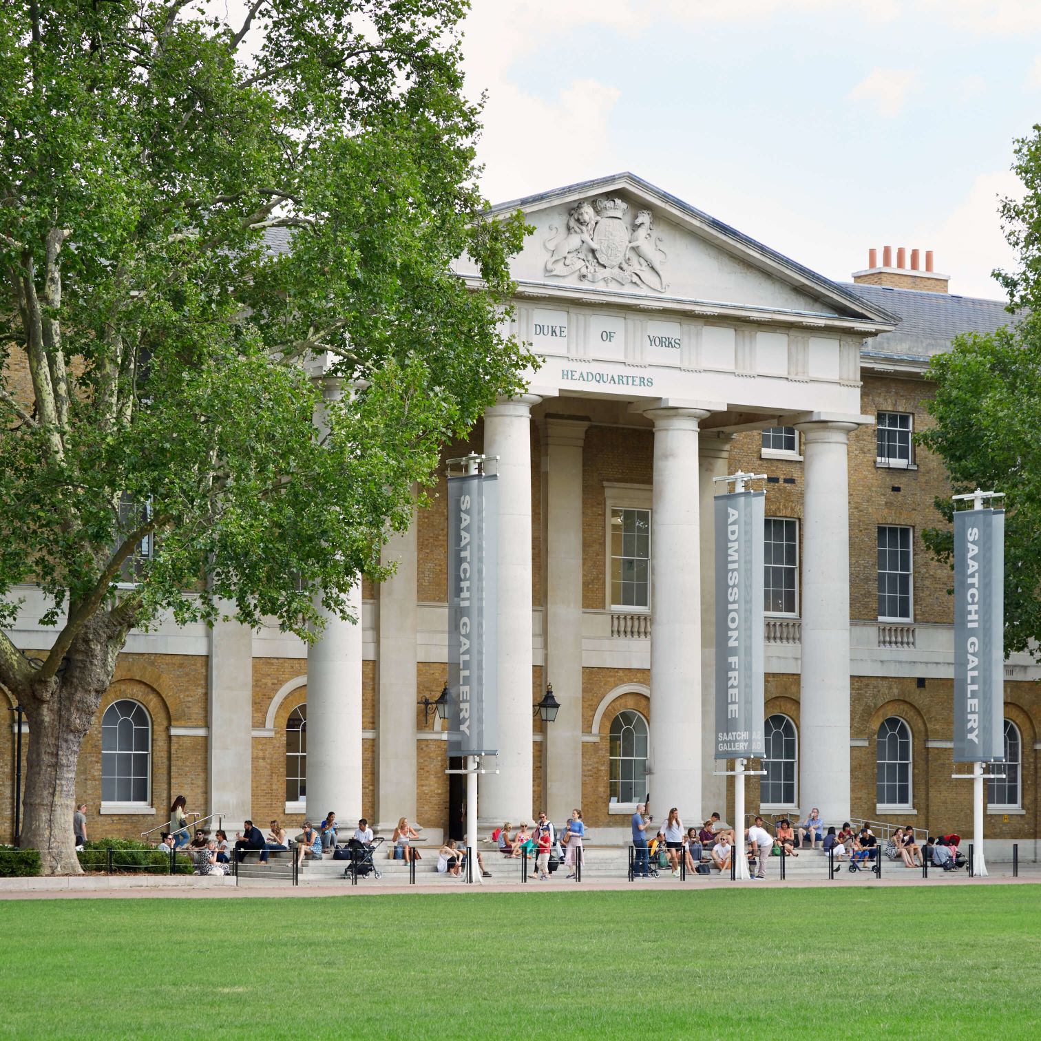 A Large White Building With Columns