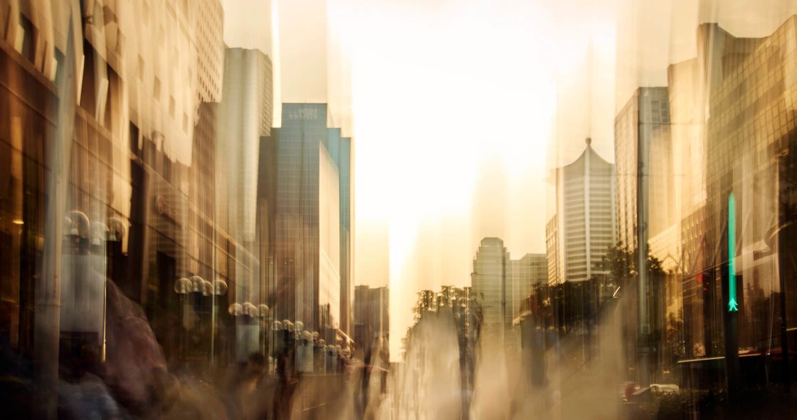 A City Street With Tall Buildings