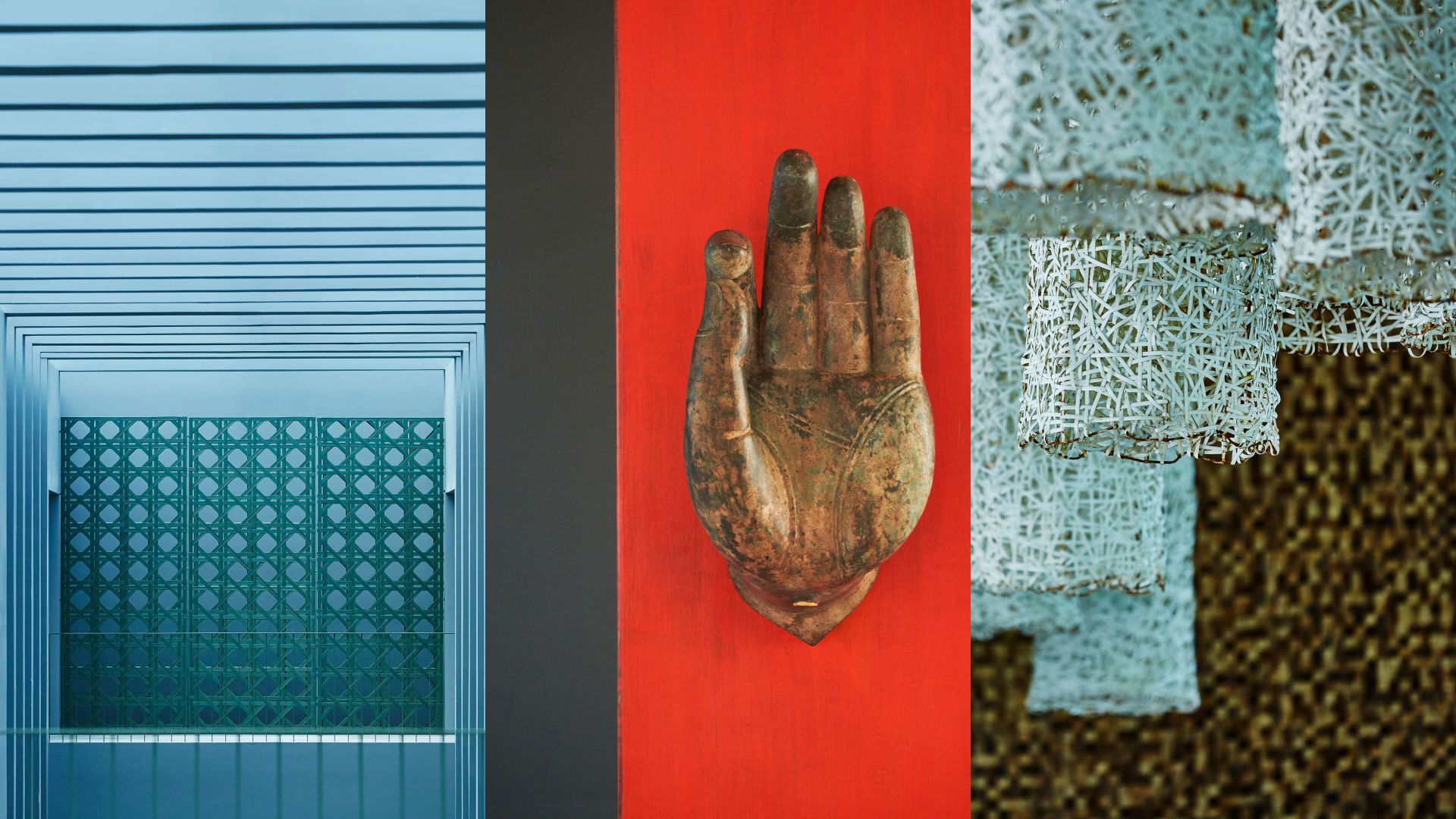 A Hand With A Red And White Background