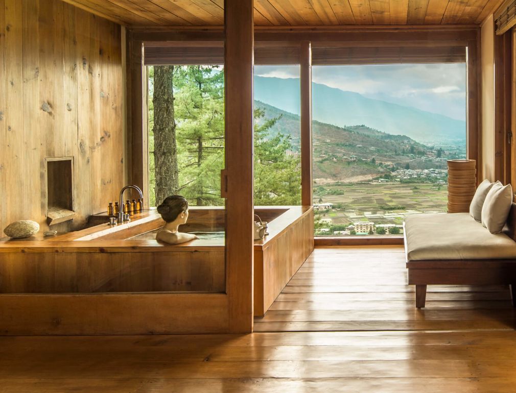 A Bathroom With A Large Window