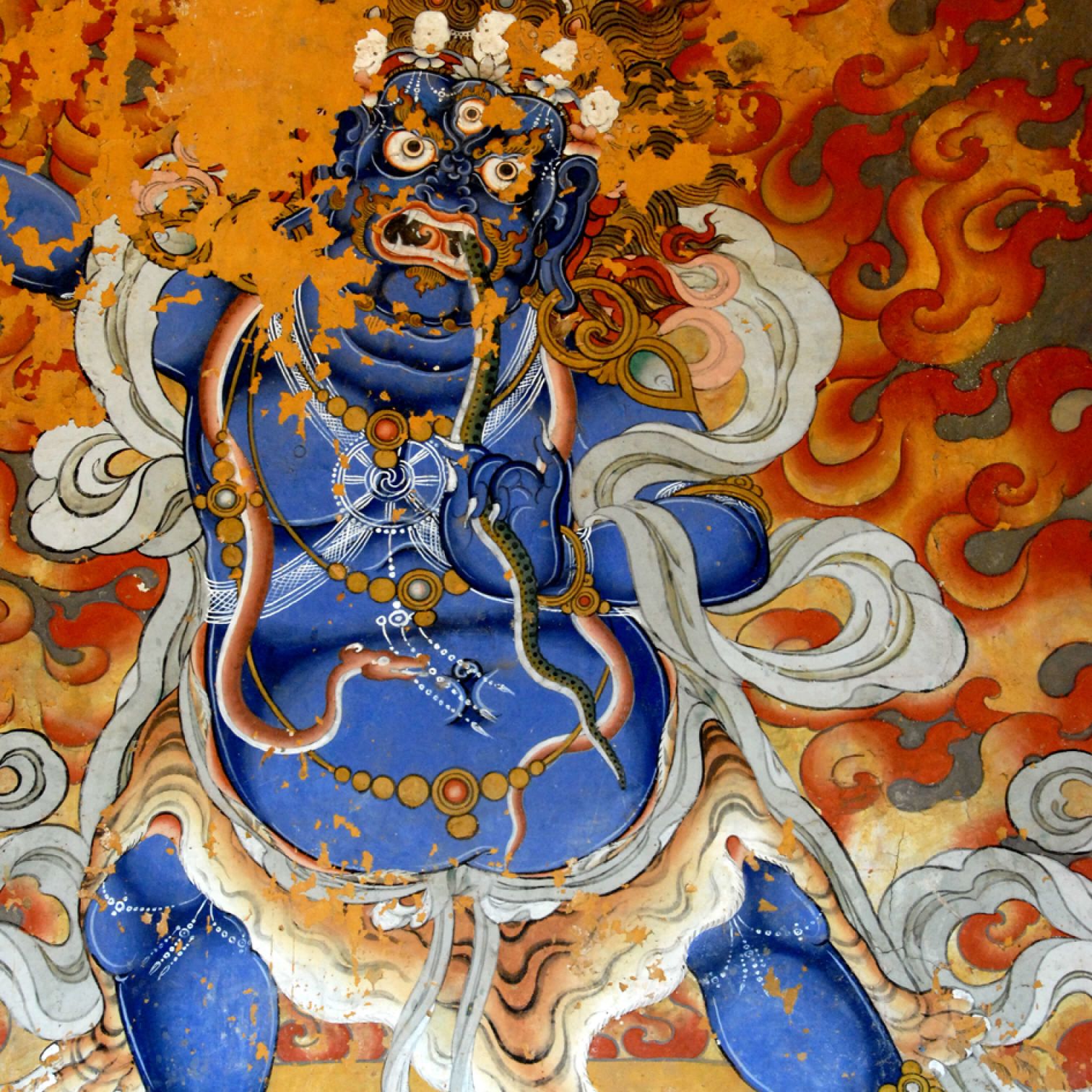 Art Of A Person With A Blue And Gold Dress