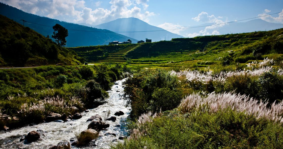 A River Running Through A Valley