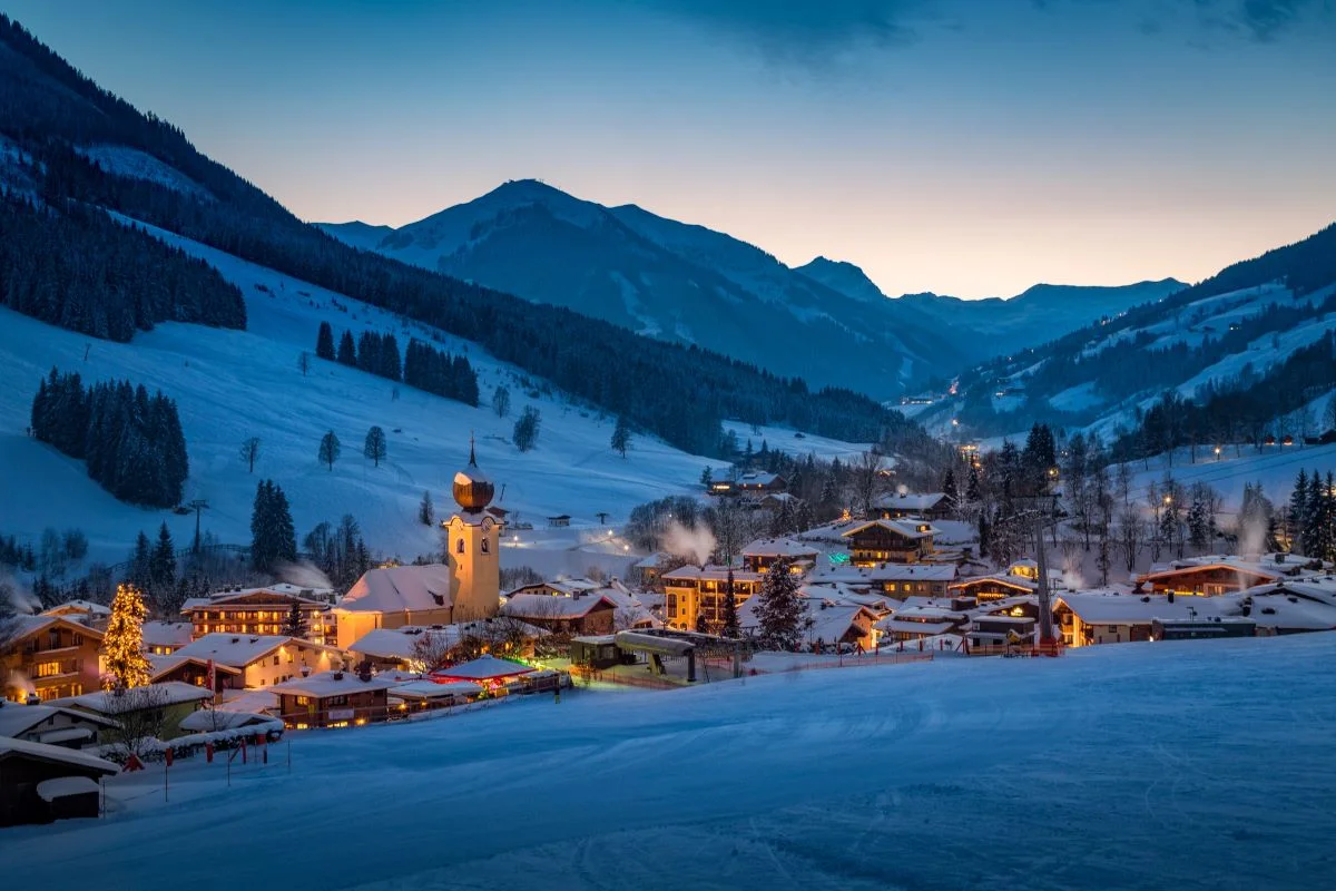Saalbach by night, Salzburg, Austria