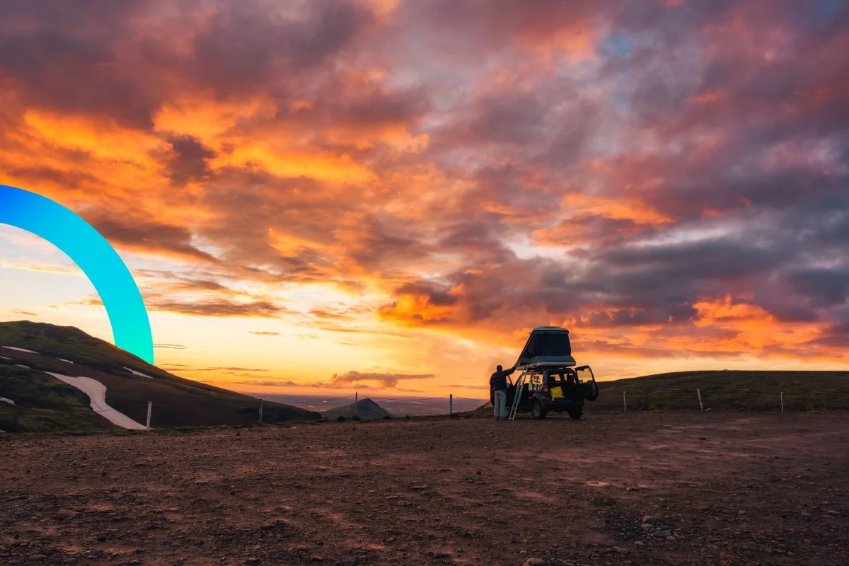 Sleeping in the rooftop tent, Iceland