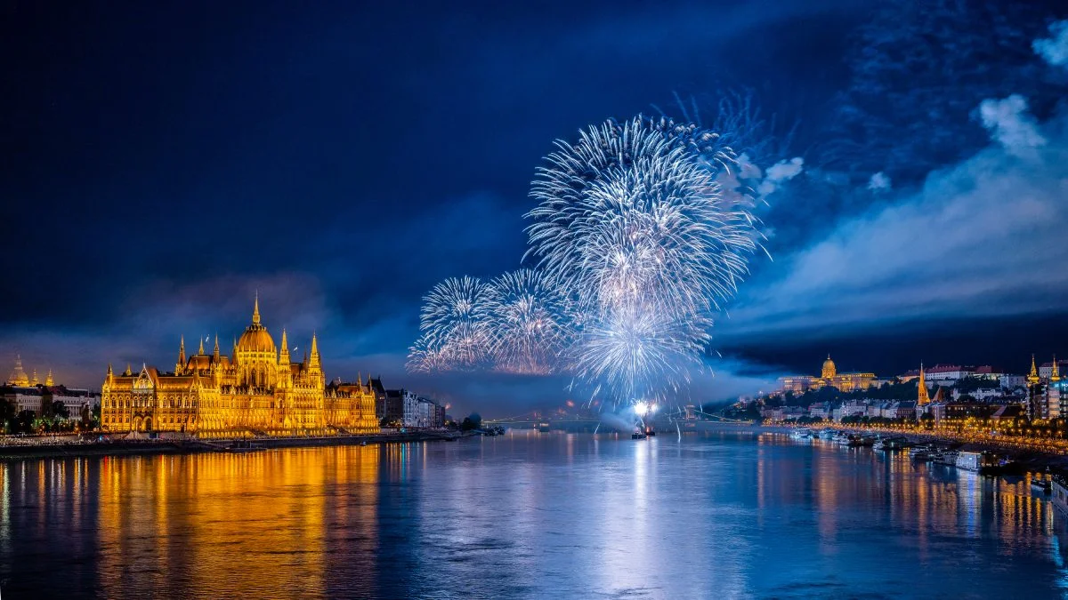Fireworks during St. Stephen’s celebrations in Budapest