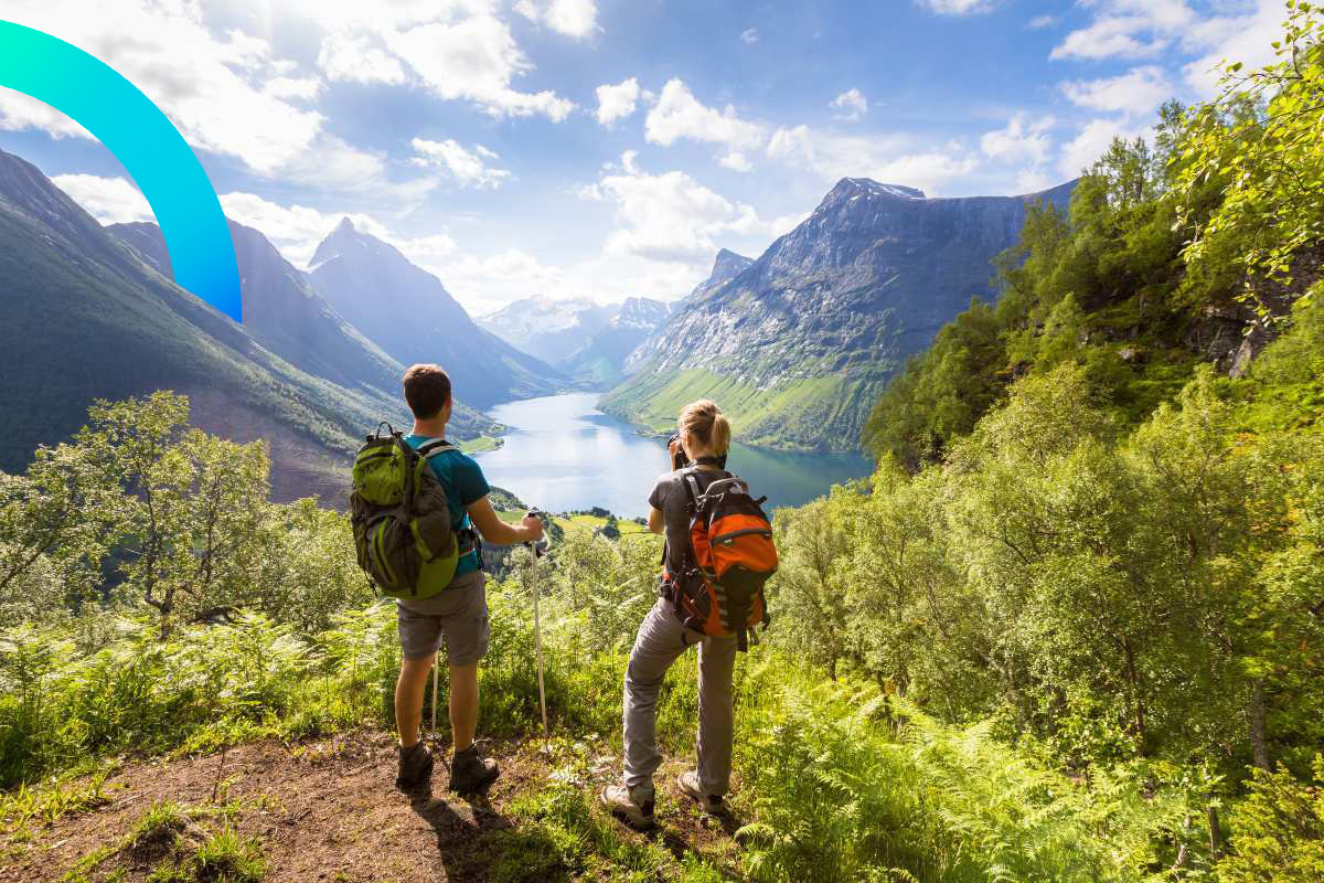 Couple looking at beautiful mountain view © iStock