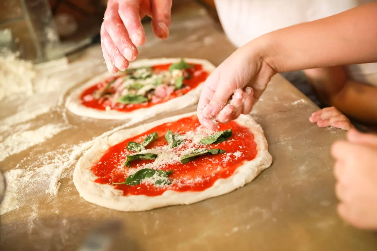 Traditional pizza in progress